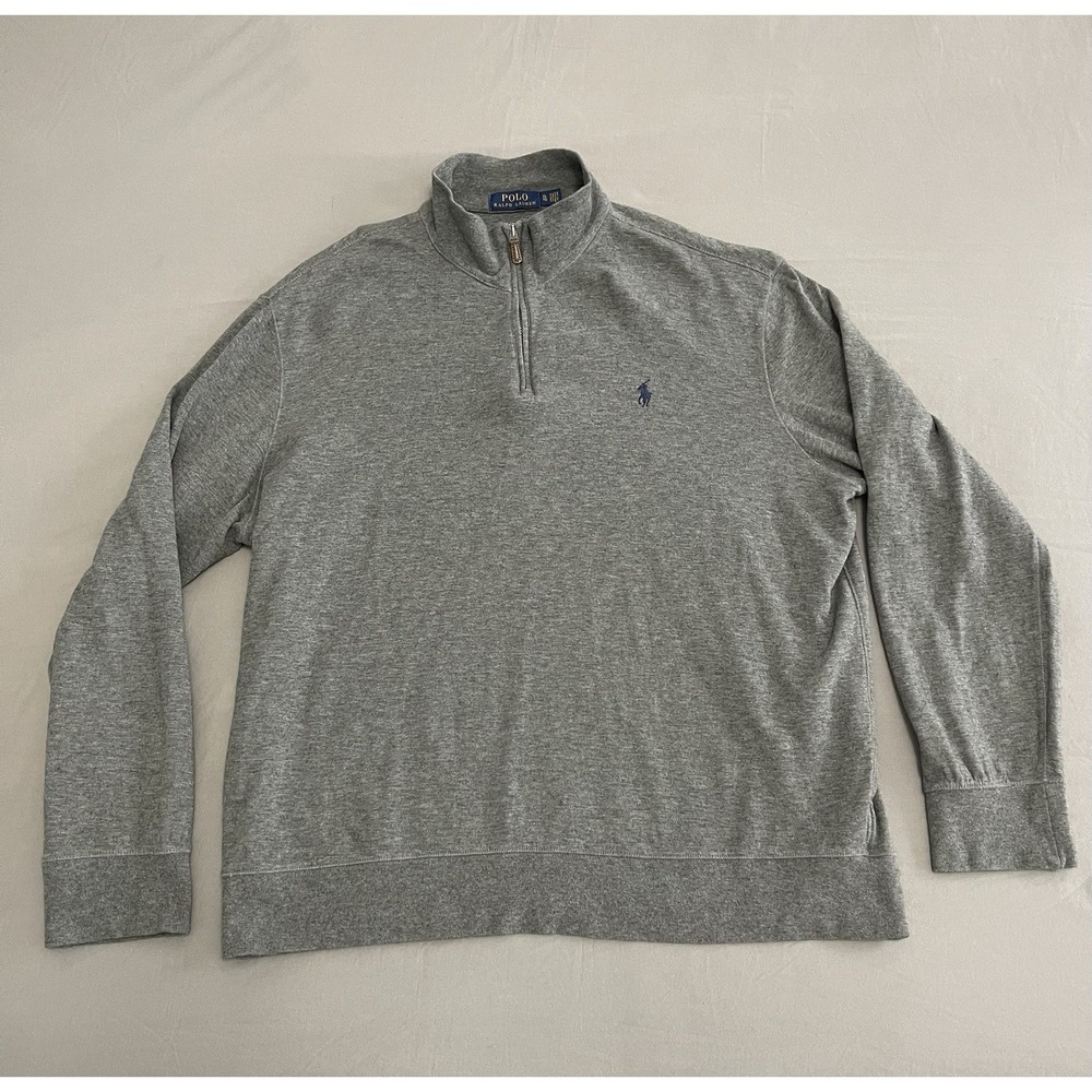Polo Ralph Lauren Mens XL Gray Quarter Zip Pullover Cotton Viscose Sweater